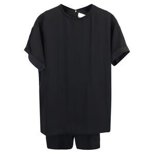 Victoria, Victoria Beckham Short Sleeve Playsuit in Black Acetate